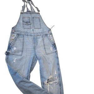 Celebrity Pink Light Wash Overalls